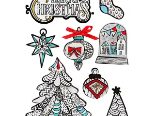 3D Stickers, grafiske julemotiver, H: 32-80 mm, B: 25-65 mm, 8stk./ 1 pk.