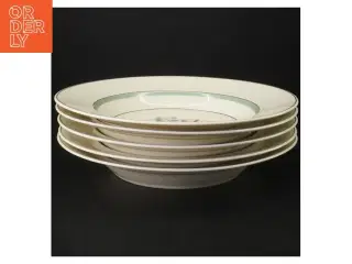Grøn Melodi.  Sæt af porcelænstallerkener med blomsterdesign fra Royal Copenhagen (str. Ø. 24,5 cm)