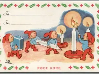 Illa - Røde Kors - Til og Fra kort  (11x7 cm) - Til påklæbning !