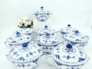 Musselmalet Halvblonde Bouillonkop med låg Porcelæ