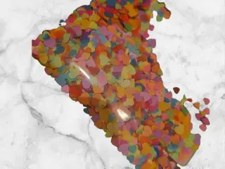 Fluorescerende hjertekonfetti – 2 g festligt mix S