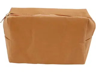 Rummelig kosmetikpung i lys brun - 16,5x6,5x10 cm