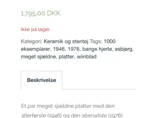 2 Bjørn Wiinblad platter kun lavet i få antal 