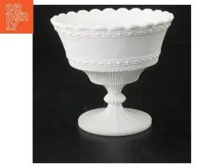Vintage hvid presset mælkeglas skål på fod (str. 11,5x13 cm)