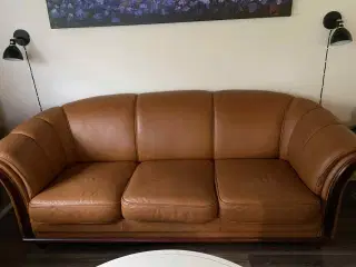 Håndlavet ægte læder sofa og to stole