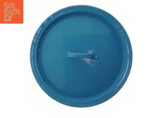 Rundt blåt emalje låg (str. Ø 20 cm)