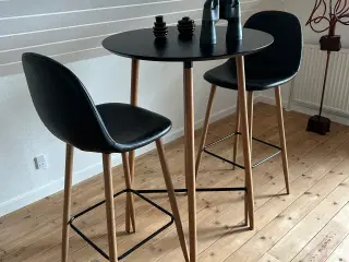 Barstol JONSTRUP sort kunstlæder/egefarve 