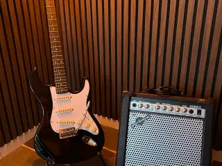 Elektrisk guitar med 35 watt forstærker