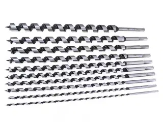 10 stk. Sneglebor 46 cm længde, 6-25 mm.