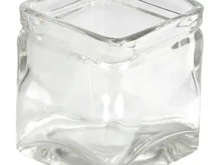 Firkantet lysglas, H: 8 cm, str. 7,5x7,5 cm, 12stk./ 1 pk.