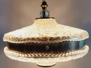 ⭐️· Stor Vintage Loftslampe i Støbt Krystalglas