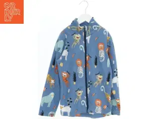 Blå fleecejakke med dyremønster fra Nordbjørn (str. 128)