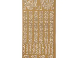 Stickers, jubilæum, ark 10x23 cm, guld, 1 ark