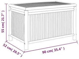 Opbevaringskasse til haven Box 90x52x55 cm bambus
