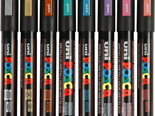 Posca Tusch, PC-5M, streg 2,5 mm, medium, metallicfarver, 8stk./ 1 pk.