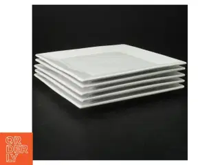 5 Hvide firkantede tallerkener fra Trend (str. 19 x. 19 cm)