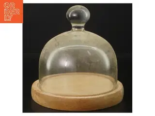 Glasklokke med træbund (str. Ø 13 cm cm)