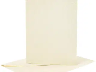 Kort og kuverter, kort str. 10,5x15 cm, kuvert str. 11,5x16,5 cm, perlemor, 120+210 g, råhvid, 4sæt/ 1 pk.