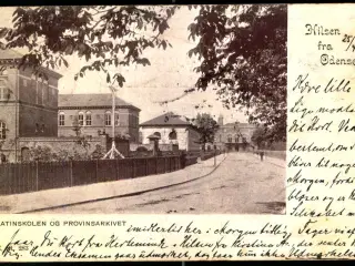 Hilsen fra Odense - Latinskolen og provinsarkivet - C.St. 283 - Brugt 1901 !