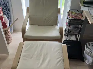 IKEA Poäng Lænestol med Skammel Træramme Beige