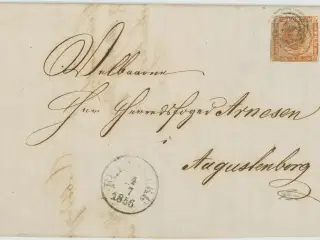 Flensborg. 4 sk. på brev 1856