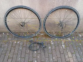 Hjulsæt cykel med skivebremser.