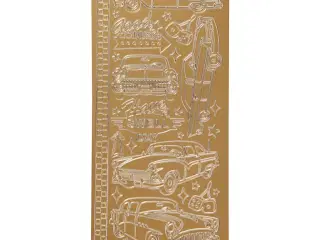 Stickers, biler, ark 10x23 cm, guld, 1 ark