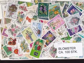 Blomster på Frimærker. St./ust. 100 stk.