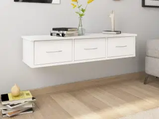 Vægskab med skuffer 88x26x18,5 cm konstrueret træ hvid