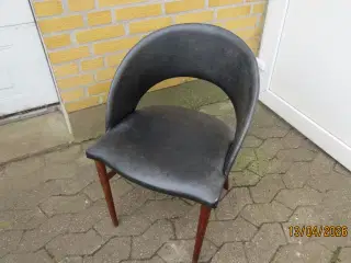 1 stk Teak Stol med sort læder