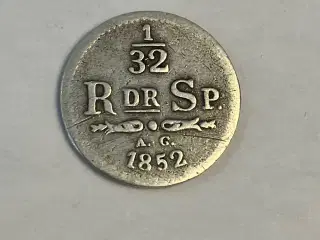 1/32 Riksdaler Specie 1852 - Renset
