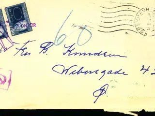 Efterporto - Brev fra København 18 - 8 - 1951 - Efterporto 60 Øre - NB ! Påsat 2x60 Øre ?
