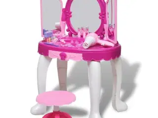 Stående legetøjskosmetikbord til børn med 3 spejle og lys/lyd