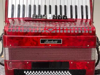 🎶 Rød perlemor – Beckett harmonika 96 bas, næsten