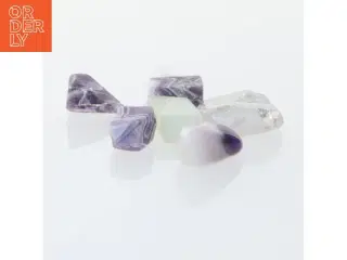 6 stk. Semi-ædelsten quartz ametyst etc.(str. 2 x 1 cm til 4 x 3 cm)