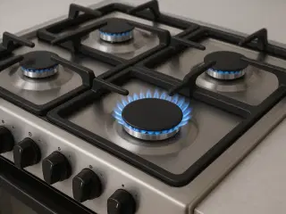 Gratis gaskomfur, kummefryser og mikro ovn.