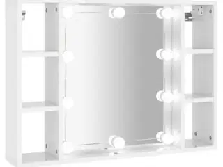 vidaXL spejlskab med LED-lys 76x15x55 cm hvid højg