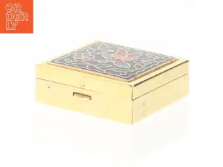 Emaljeret pilleæske (?) (str. 3 komma 8 x 3 komma 8 x en komma 8 cm)