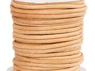 Beige Lædersnor 2 mm - 10 meter til Kreative Projekter