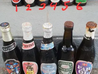 Vintage, ældre øl flasker og dåser