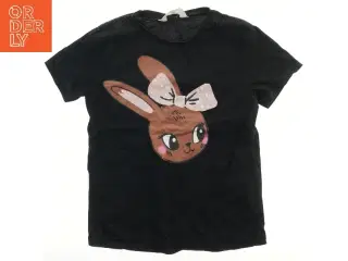 Sort T-shirt med kanin print fra H&M (str. 140)