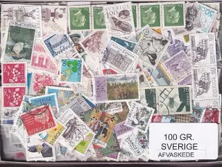 Sverige 100 g.  Afvaskede Frimærker - mange mærker.