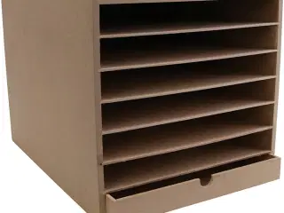 Robust Kartonreol med 6 Hylder og 1 Skuffe