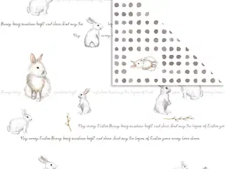 Designpapir med Kaniner - 5 ark, 30,5x30,5 cm