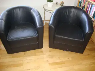 Lænestole sort læder 2 stk
