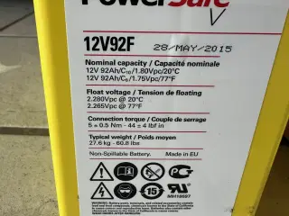 Forbrugs batteri 92A - Power Safe