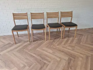 4 nye Anne stole naturolieret egetræ med sort ægte