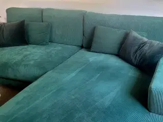 Sofa + lænestol i smuk grøn farve