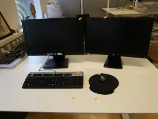 2 stk. computerskærme HP Zdisplay, tastatur, mus, computer HP Slide