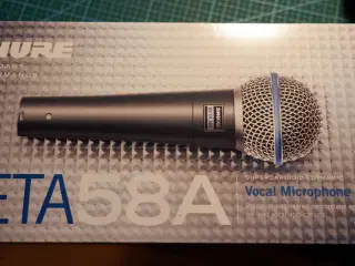 Mikrofon  Shure Beta 58A.  Ubrugt. Nypris 1299,- 